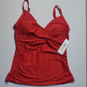 Red Ruched Tankini Top